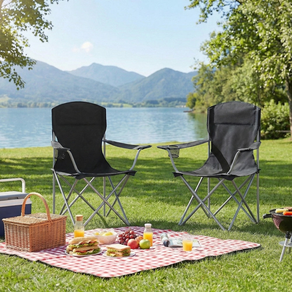 Set of 2 Folding Camping Chairs, Heavy-Duty Outdoor Chairs, with Cup Holder - image 7
