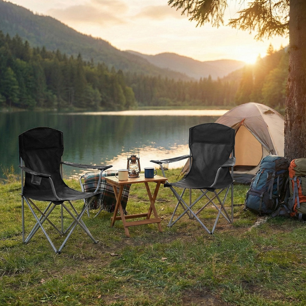 Set of 2 Folding Camping Chairs, Heavy-Duty Outdoor Chairs, with Cup Holder - image 8