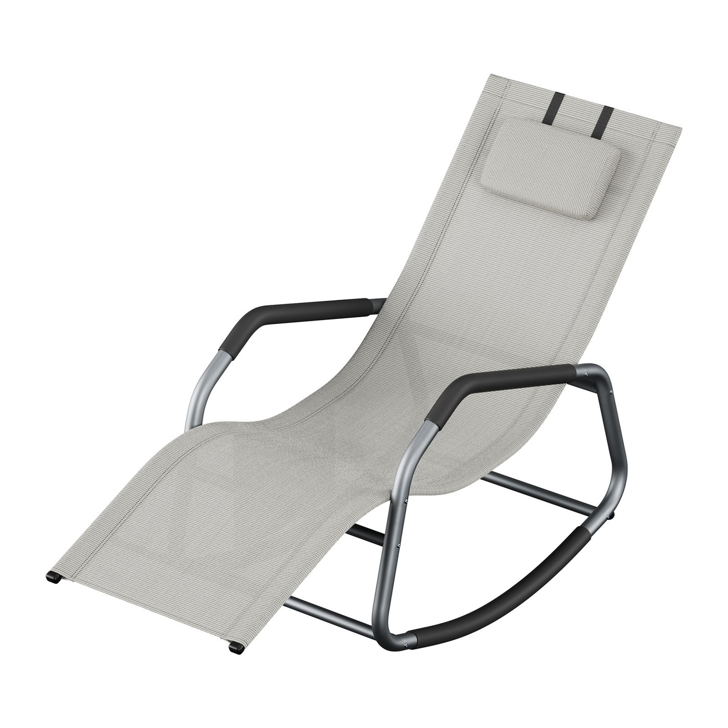 Outdoor Recliner Chair, Breathable Fabric Rocking Lounger with Steel Frame - image 1