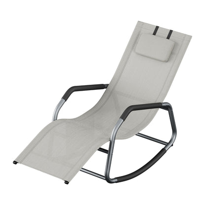 Outdoor Recliner Chair, Breathable Fabric Rocking Lounger with Steel Frame - image 1