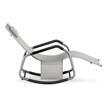 Outdoor Recliner Chair, Breathable Fabric Rocking Lounger with Steel Frame - image 4