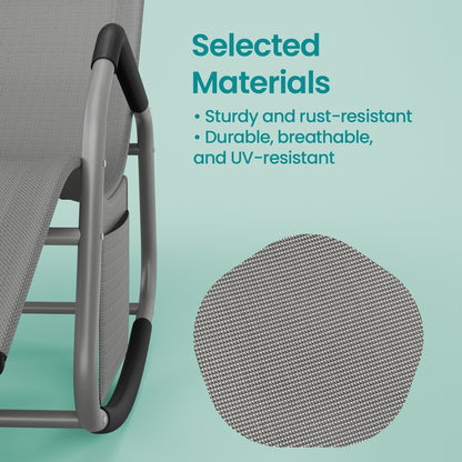 Outdoor Recliner Chair, Breathable Fabric Rocking Lounger with Steel Frame - image 6