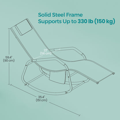 Outdoor Recliner Chair, Breathable Fabric Rocking Lounger with Steel Frame - image 7