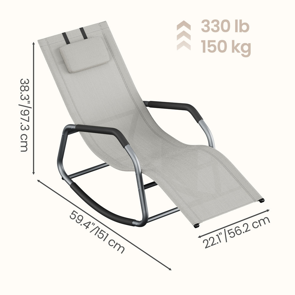 Outdoor Recliner Chair, Breathable Fabric Rocking Lounger with Steel Frame - image 8