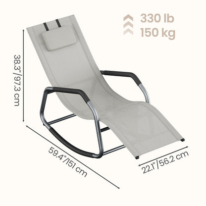 Outdoor Recliner Chair, Breathable Fabric Rocking Lounger with Steel Frame - image 8