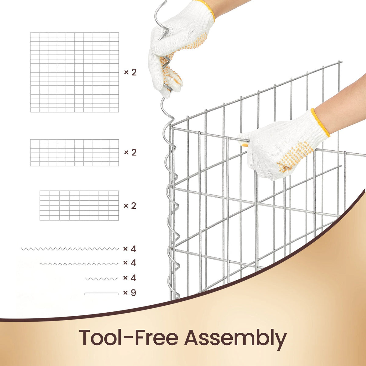 Gabions, Metal Gabion Cage Basket with 100 x 95 x 30 cm Mesh for Stones, single pack - image 4