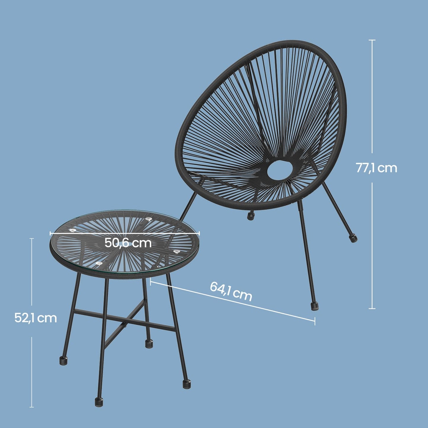 Garden Patio Furniture Set 3 Pieces, Acapulco Chair, Outdoor Seating - image 5