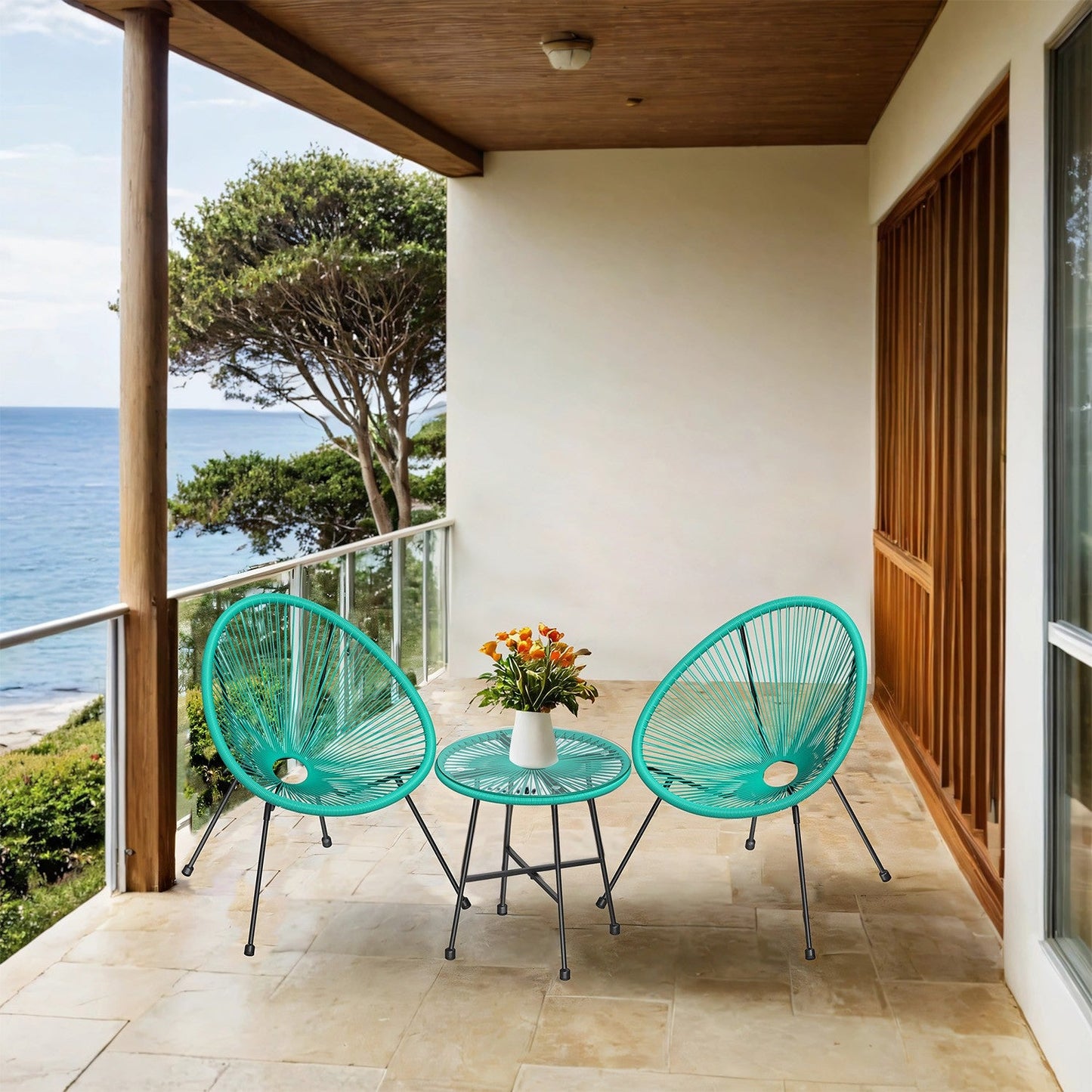 Garden Patio Furniture Set 3 Pieces, Acapulco Chair, Outdoor Seating - image 1