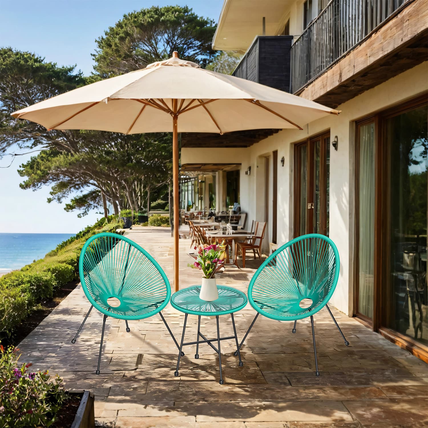 Garden Patio Furniture Set 3 Pieces, Acapulco Chair, Outdoor Seating - image 2