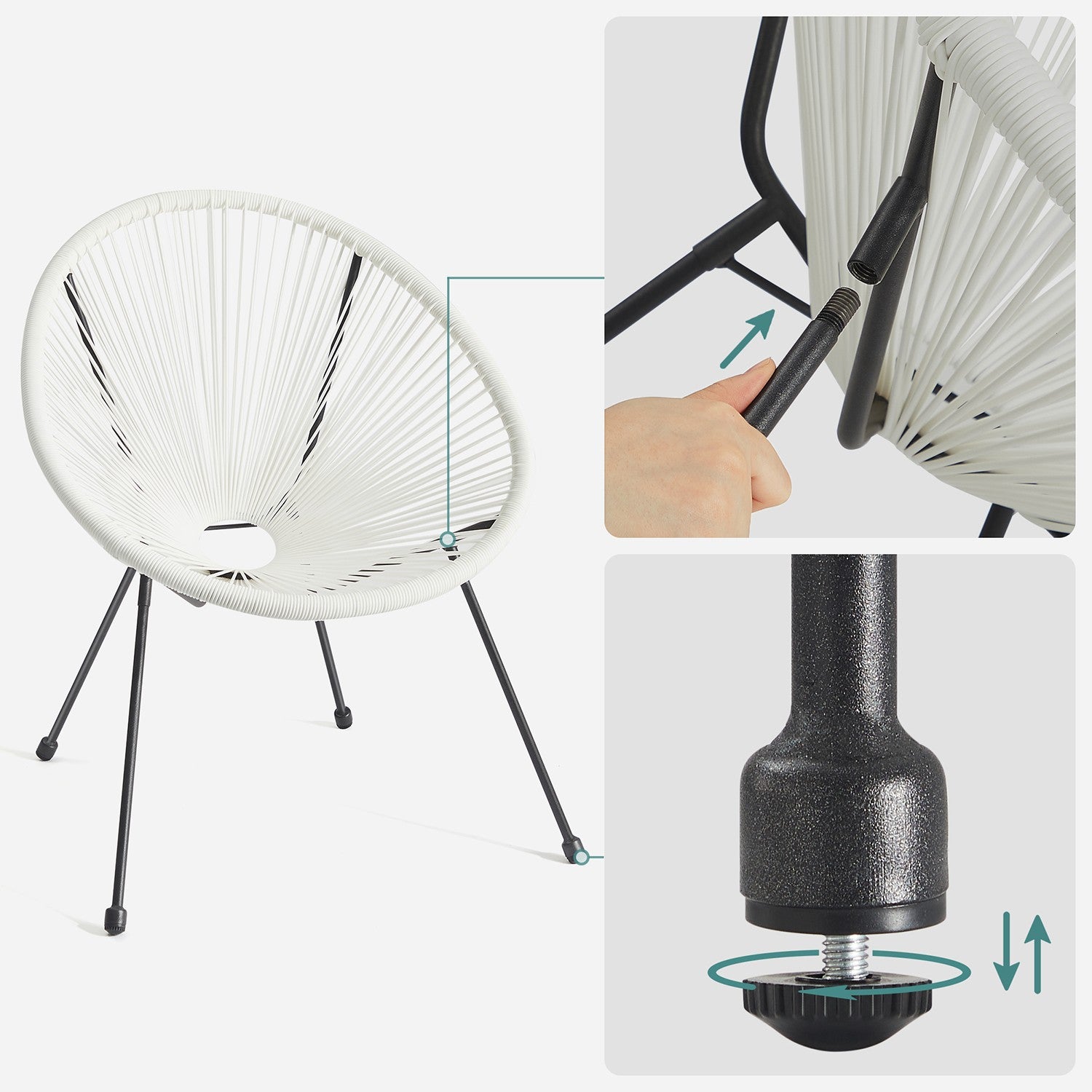 Garden Patio Furniture Set 3 Pieces, Acapulco Chair, Outdoor Seating - image 14