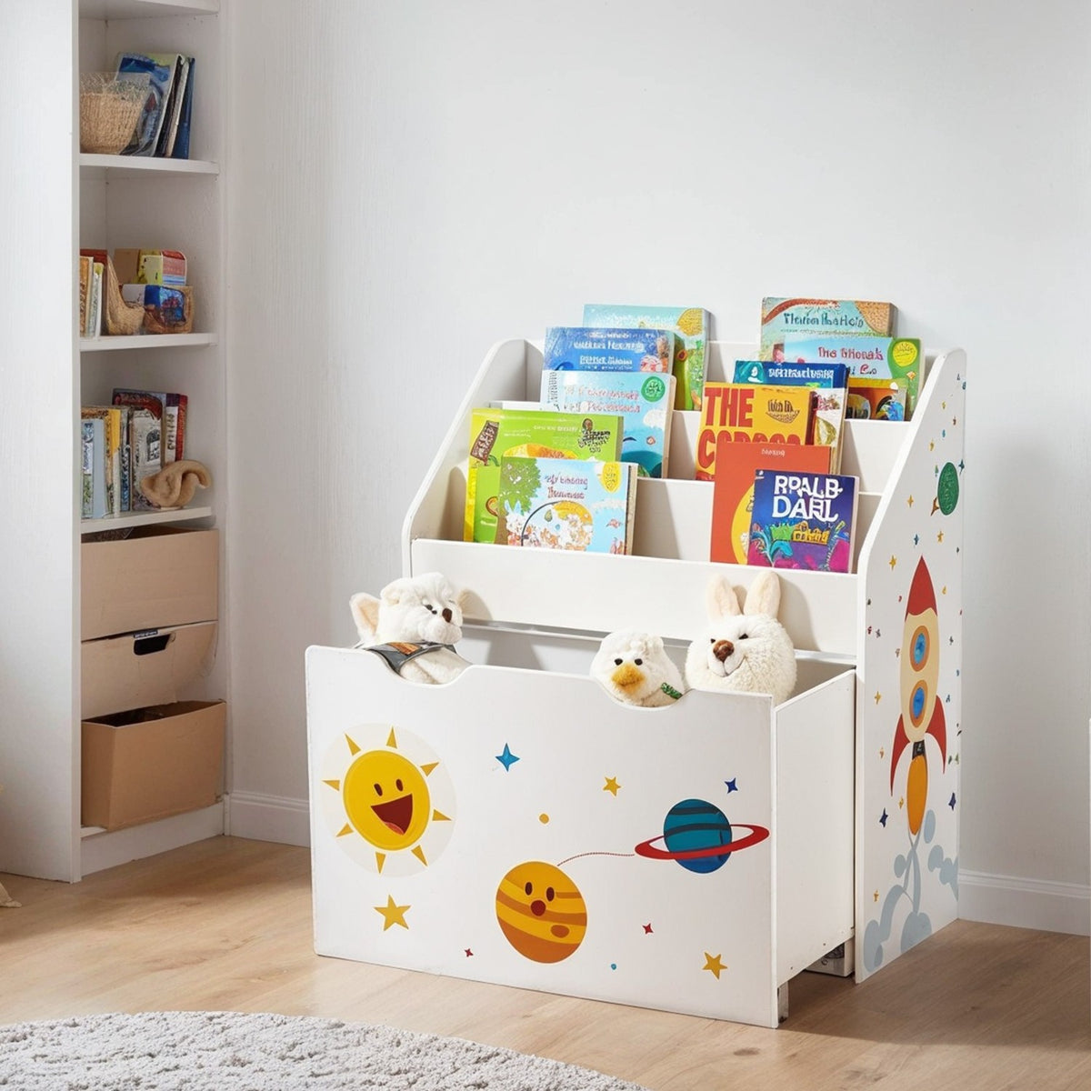 Toy Storage Rack, Kids Bookshelf and Toy Organiser with 3 Shelves, for Children's Room and Playroom - image 1