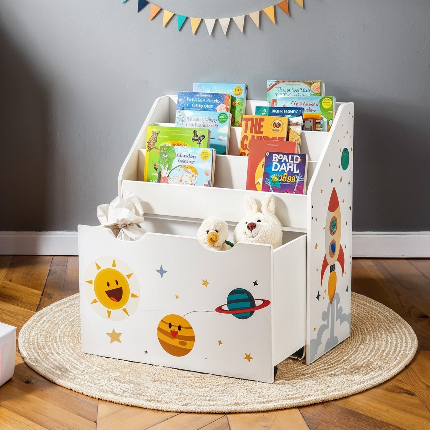 Toy Storage Rack, Kids Bookshelf and Toy Organiser with 3 Shelves, for Children's Room and Playroom - image 2