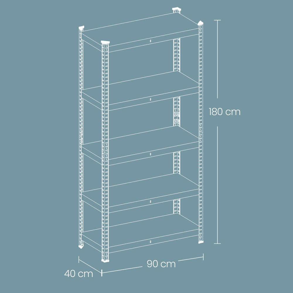 Garage Storage Shelving Set of 2, 40 x 90 x 180 cm, Silver - image 45