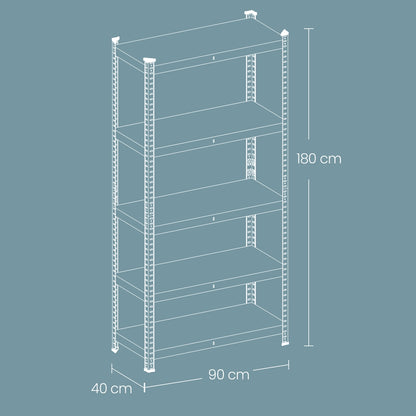 Garage Storage Shelving Set of 2, 40 x 90 x 180 cm, Silver - image 45