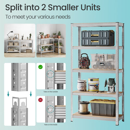 Garage Storage Shelving Set of 2, 40 x 90 x 180 cm, Silver - image 4
