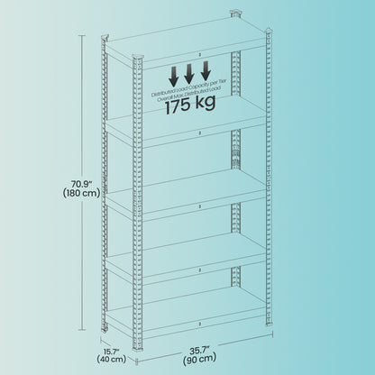 Garage Storage Shelving Set of 2, 40 x 90 x 180 cm, Silver - image 7