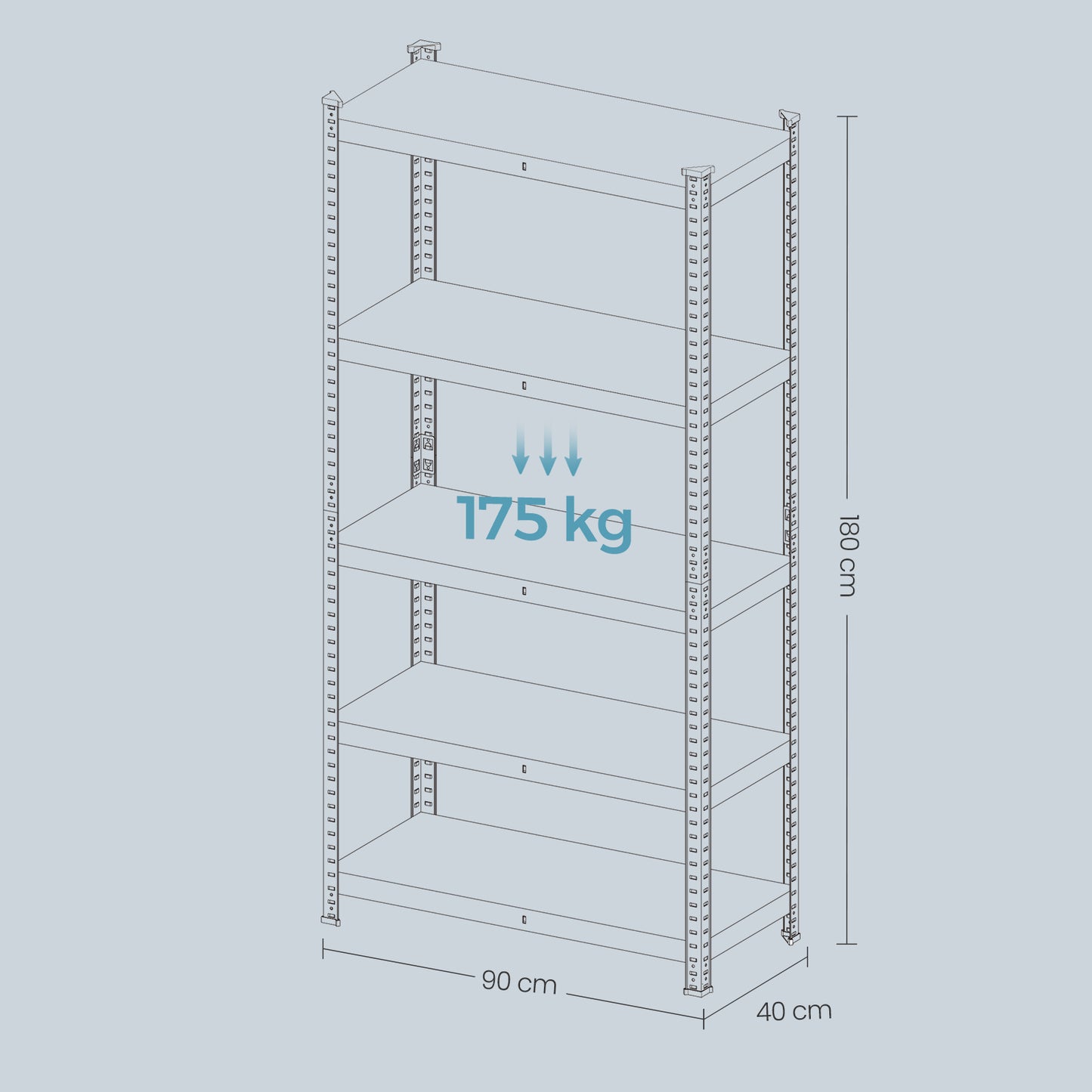 Garage Storage Shelving Set of 2, 40 x 90 x 180 cm, Silver - image 18