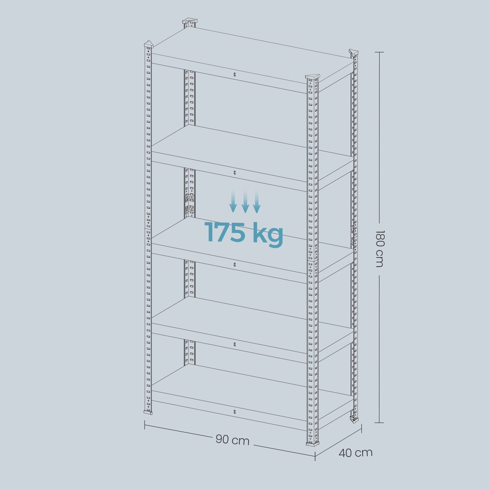Garage Storage Shelving Set of 2, 40 x 90 x 180 cm, Silver - image 18