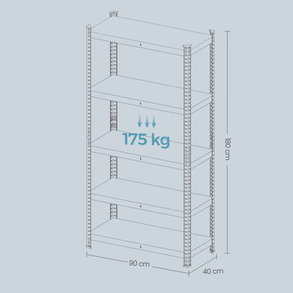 Garage Storage Shelving Set of 2, 40 x 90 x 180 cm, Silver - image 18
