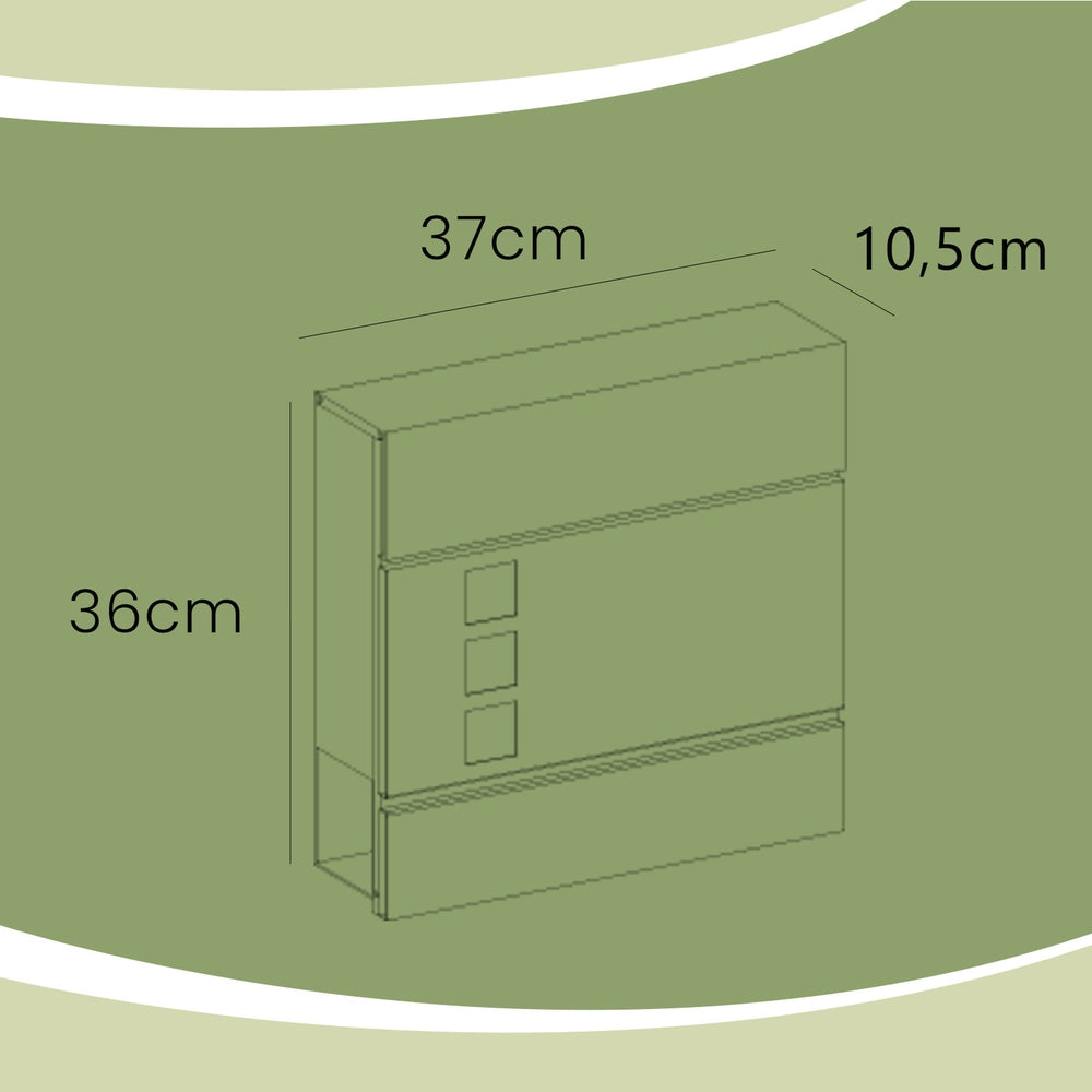 Modern Mailbox, Lockable Wall-Mounted Post Letter Box with Newspaper Holder, Easy to Install - image 2