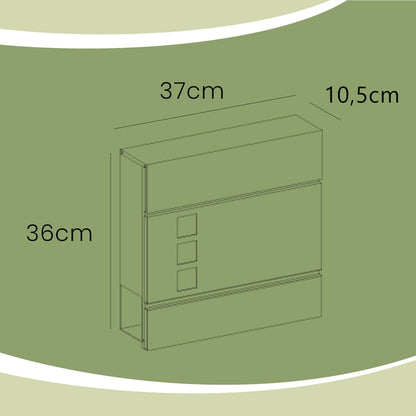 Modern Mailbox, Lockable Wall-Mounted Post Letter Box with Newspaper Holder, Easy to Install - image 2