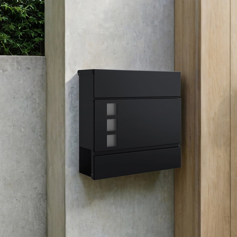 Modern Mailbox, Lockable Wall-Mounted Post Letter Box with Newspaper Holder, Easy to Install - image 5