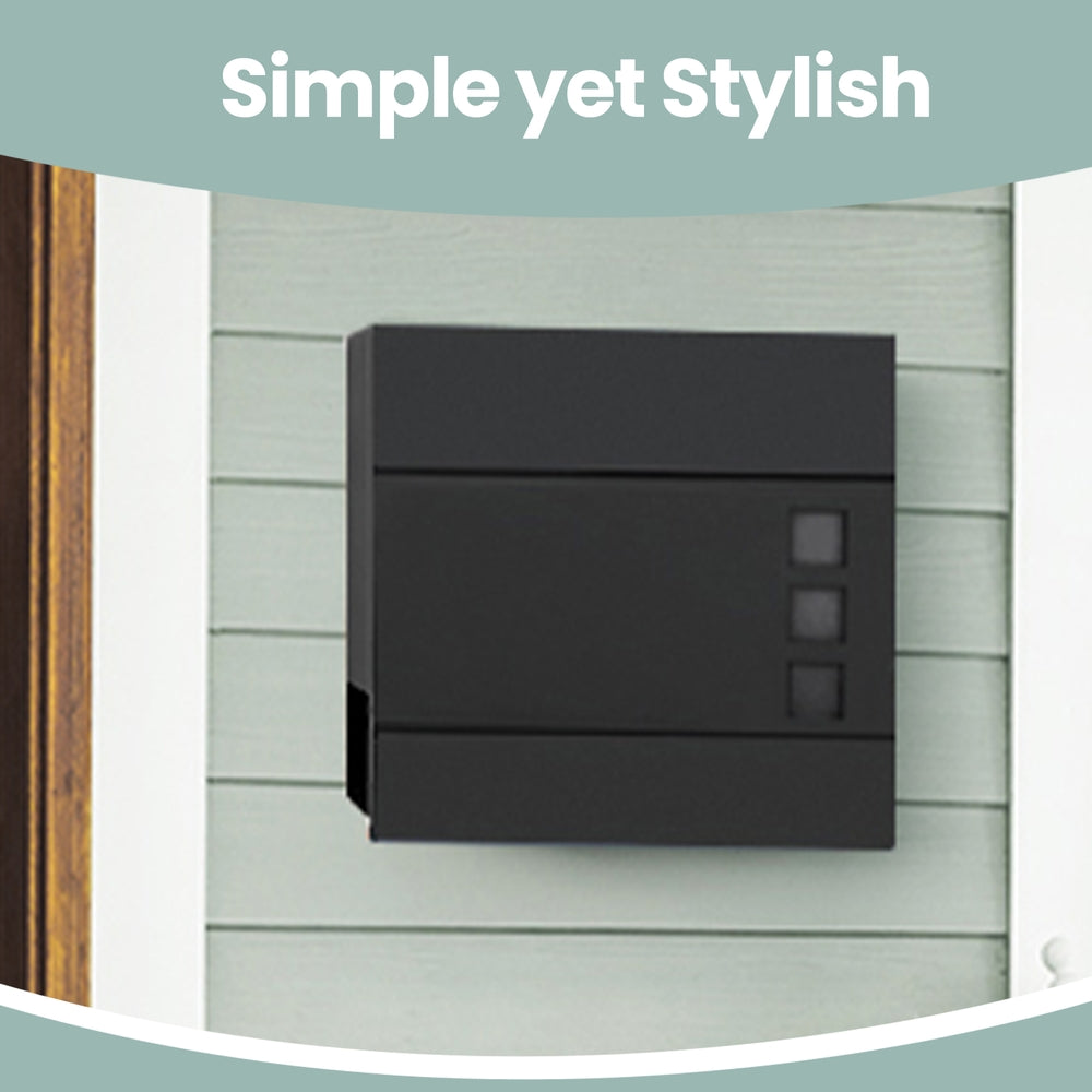 Modern Mailbox, Lockable Wall-Mounted Post Letter Box with Newspaper Holder, Easy to Install - image 6