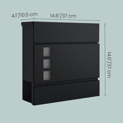 Modern Mailbox, Lockable Wall-Mounted Post Letter Box with Newspaper Holder, Easy to Install - image 7