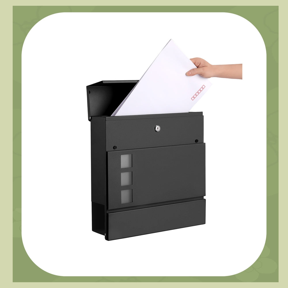 Modern Mailbox, Lockable Wall-Mounted Post Letter Box with Newspaper Holder, Easy to Install - image 10