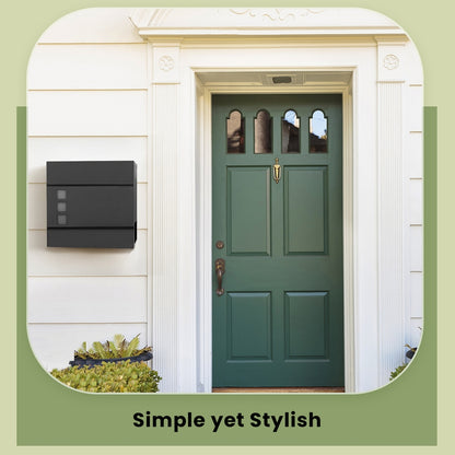 Modern Mailbox, Lockable Wall-Mounted Post Letter Box with Newspaper Holder, Easy to Install - image 11