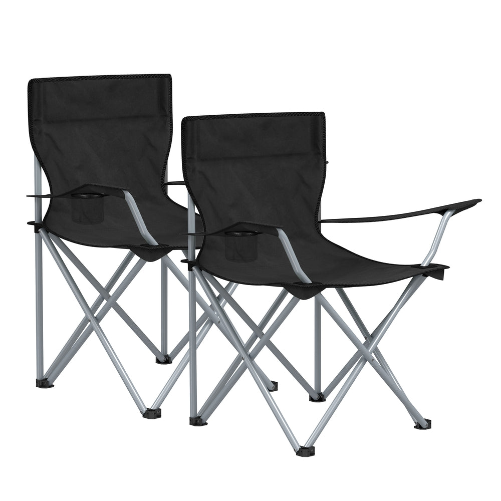 Set of 2 Blue Portable Camping Chairs with Armrest - image 9