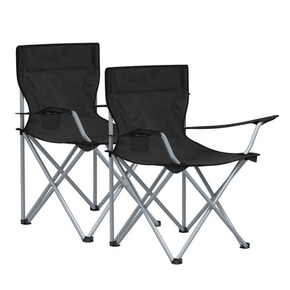 Set of 2 Blue Portable Camping Chairs with Armrest - image 9