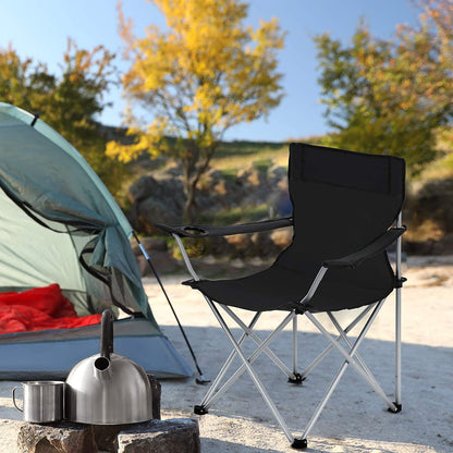 Set of 2 Blue Portable Camping Chairs with Armrest - image 12
