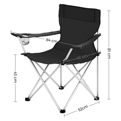 Set of 2 Blue Portable Camping Chairs with Armrest - image 16