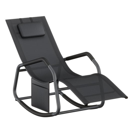 Outdoor Lounger Recliner with Anti-Tipping Stops Ink Black - image 1