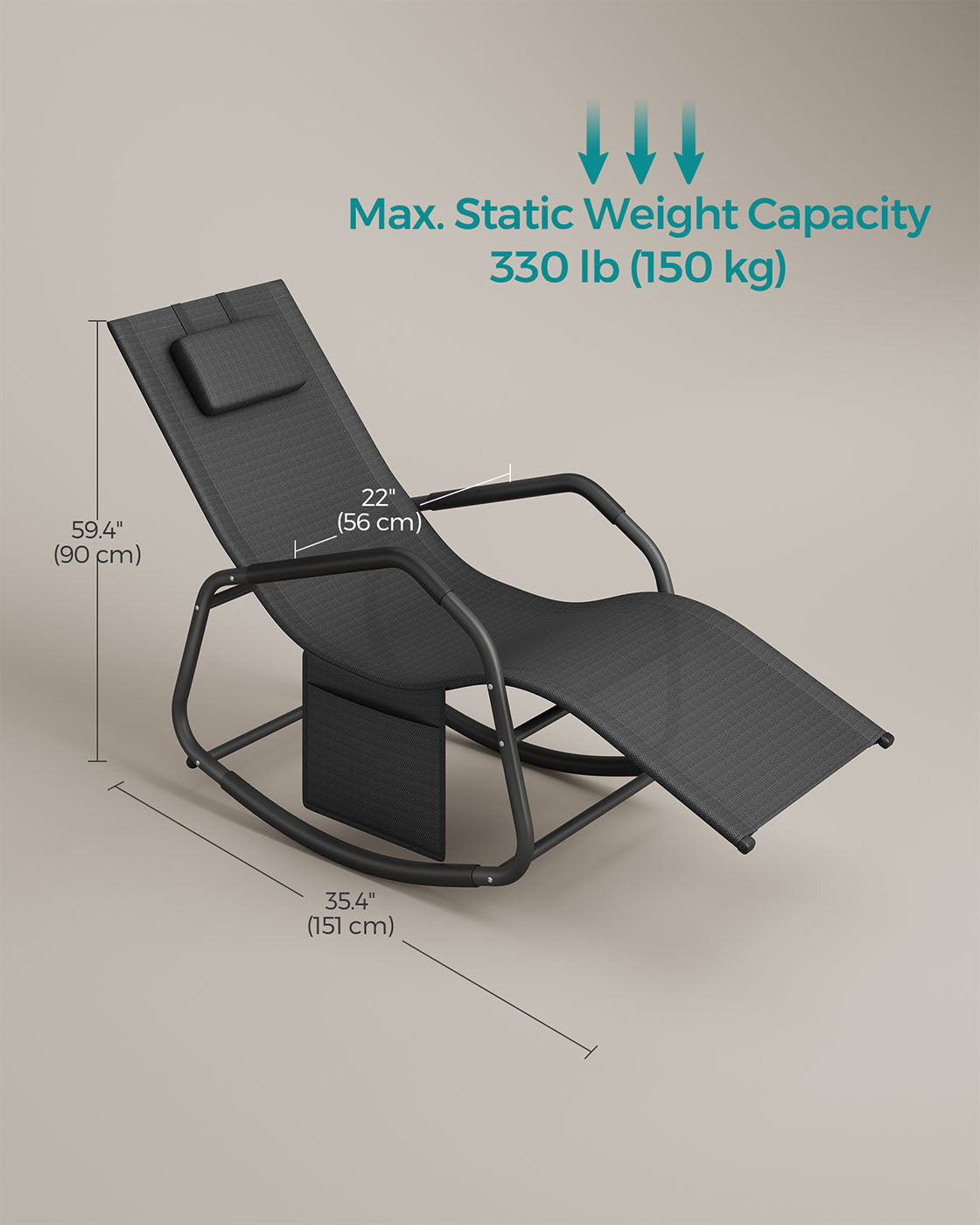 Outdoor Lounger Recliner with Anti-Tipping Stops Ink Black - image 5