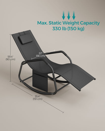 Outdoor Lounger Recliner with Anti-Tipping Stops Ink Black - image 5