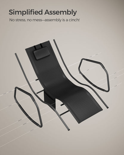 Outdoor Lounger Recliner with Anti-Tipping Stops Ink Black - image 6