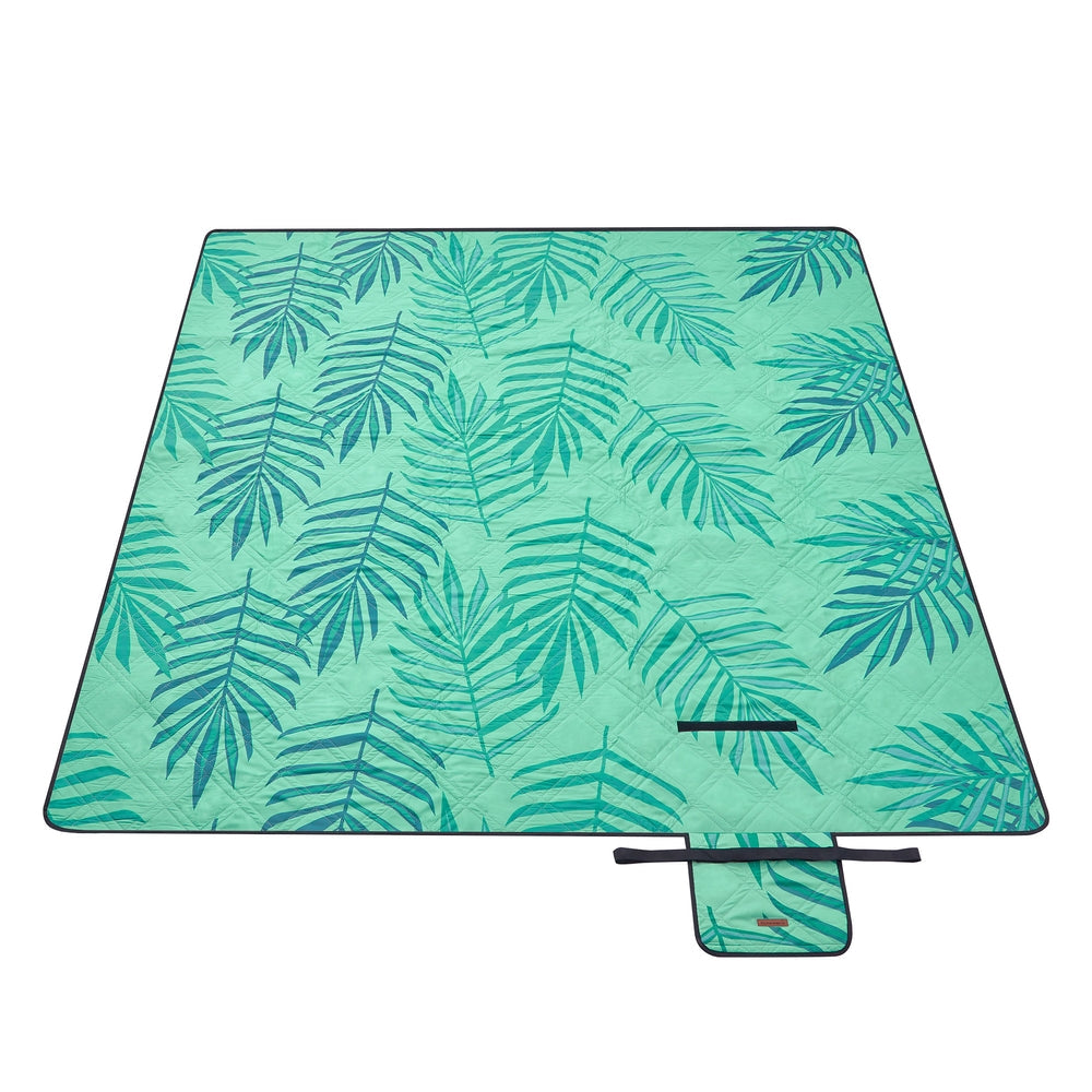 Picnic Blanket 200 x 200 cm Fern Pattern and Green - image 1