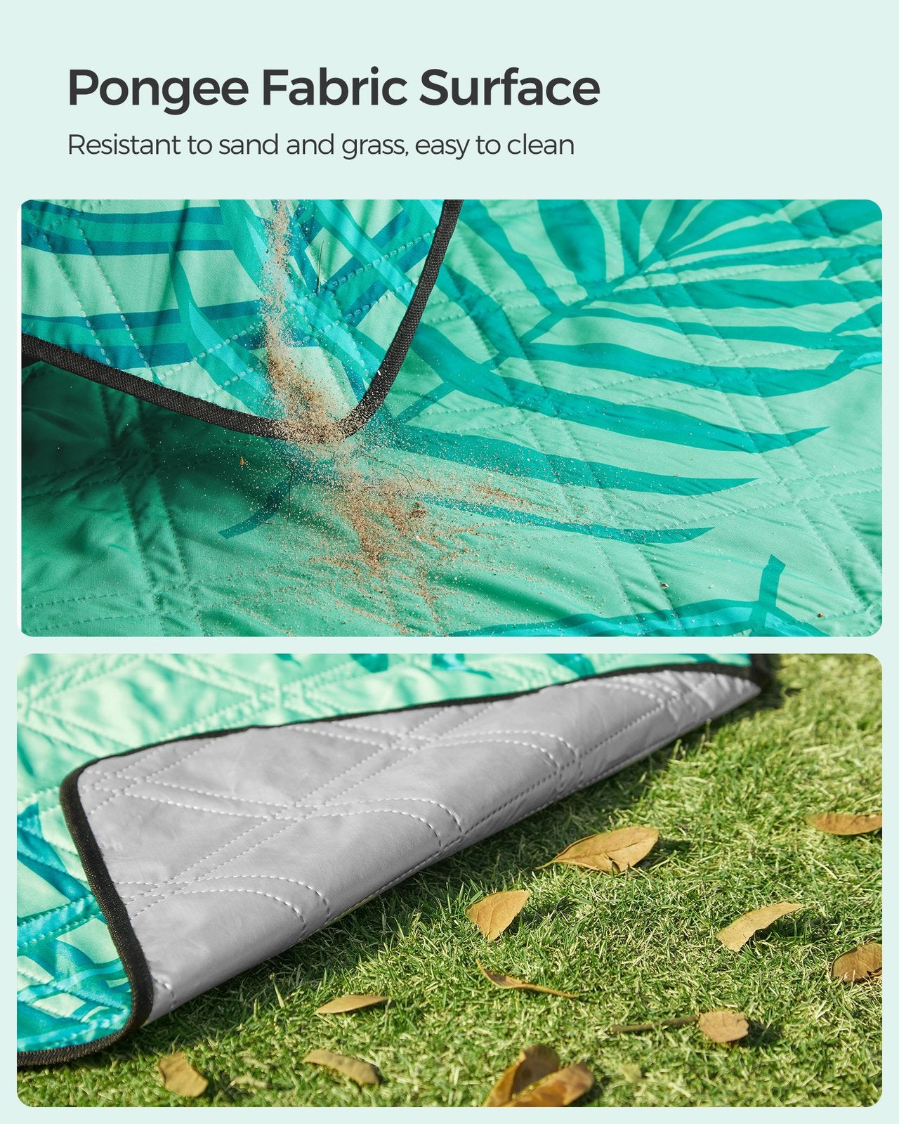 Picnic Blanket 200 x 200 cm Fern Pattern and Green - image 5