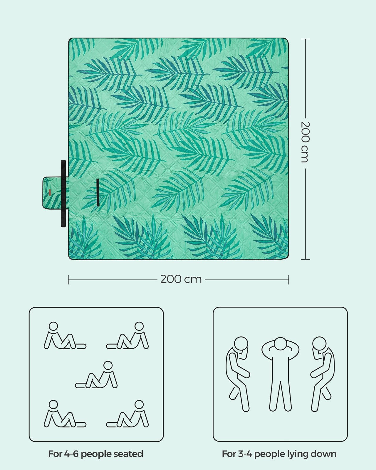Picnic Blanket 200 x 200 cm Fern Pattern and Green - image 7