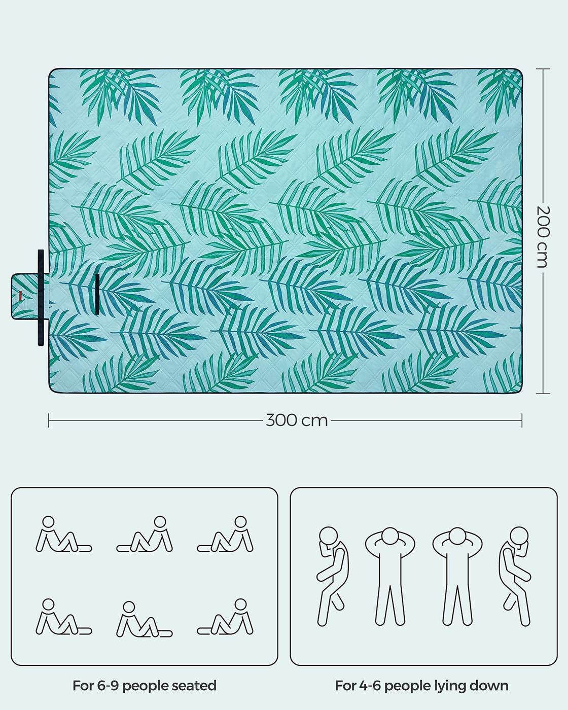 Picnic Blanket 200 x 200 cm Fern Pattern and Green - image 16