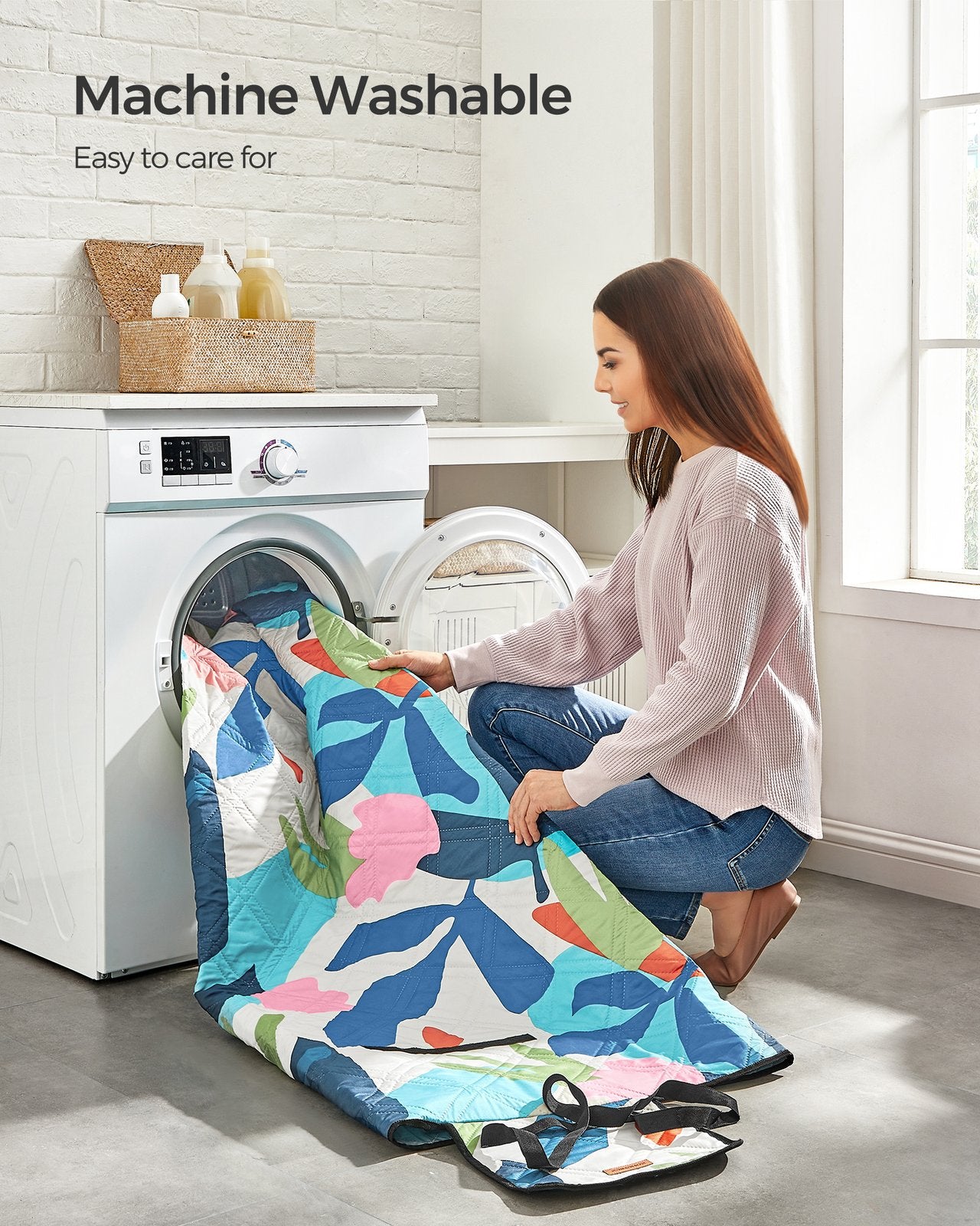 Picnic Blanket 200 x 150 cm Colourful Fern - image 6