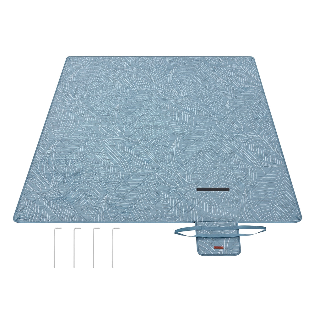 Picnic Blanket 200 x 200 cm Leaf Pattern and Blue - image 1