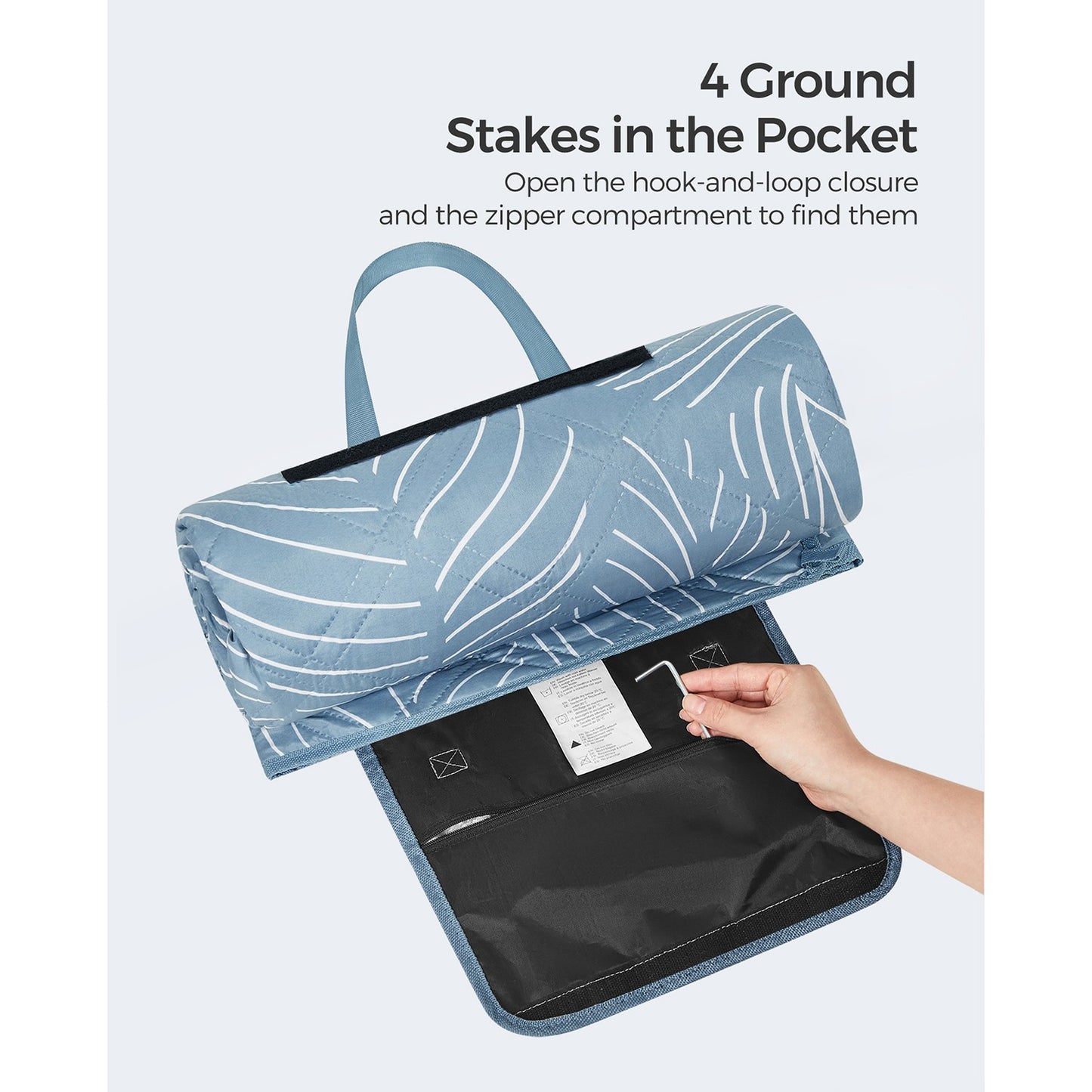 Picnic Blanket 200 x 200 cm Leaf Pattern and Blue - image 3