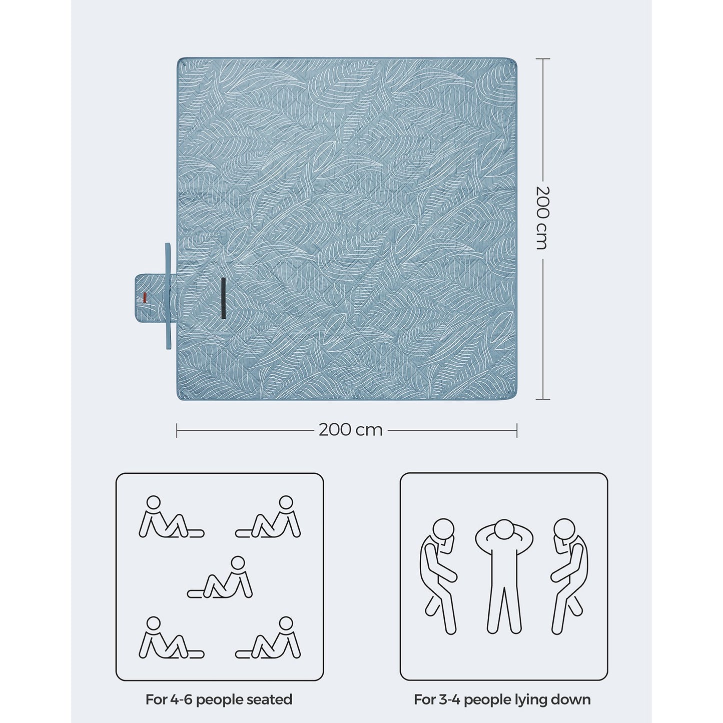 Picnic Blanket 200 x 200 cm Leaf Pattern and Blue - image 9