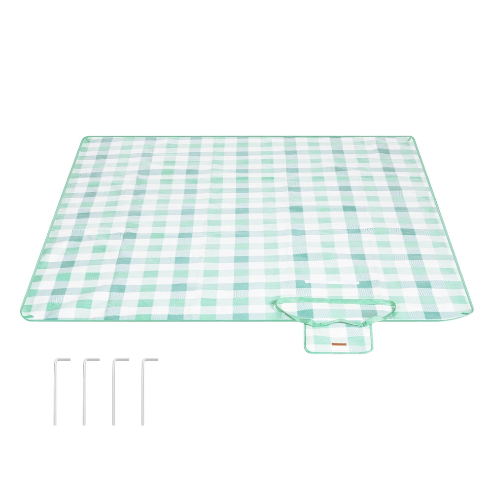 Picnic Blanket 200 x 200 cm Green and White - image 1