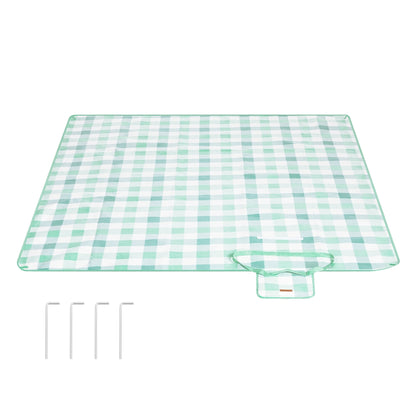 Picnic Blanket 200 x 200 cm Green and White - image 1