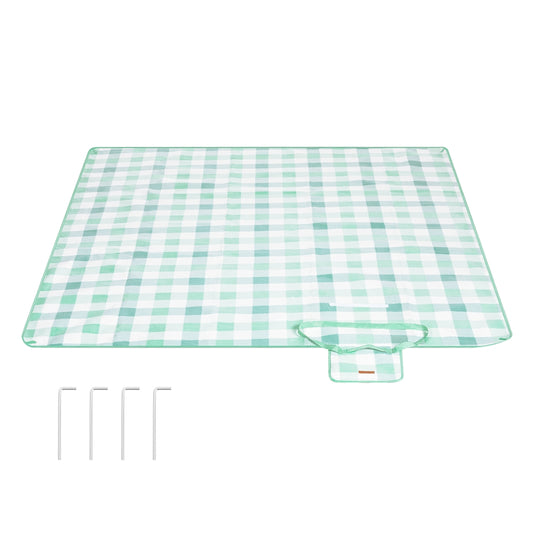 Picnic Blanket 200 x 200 cm Green and White - image 1