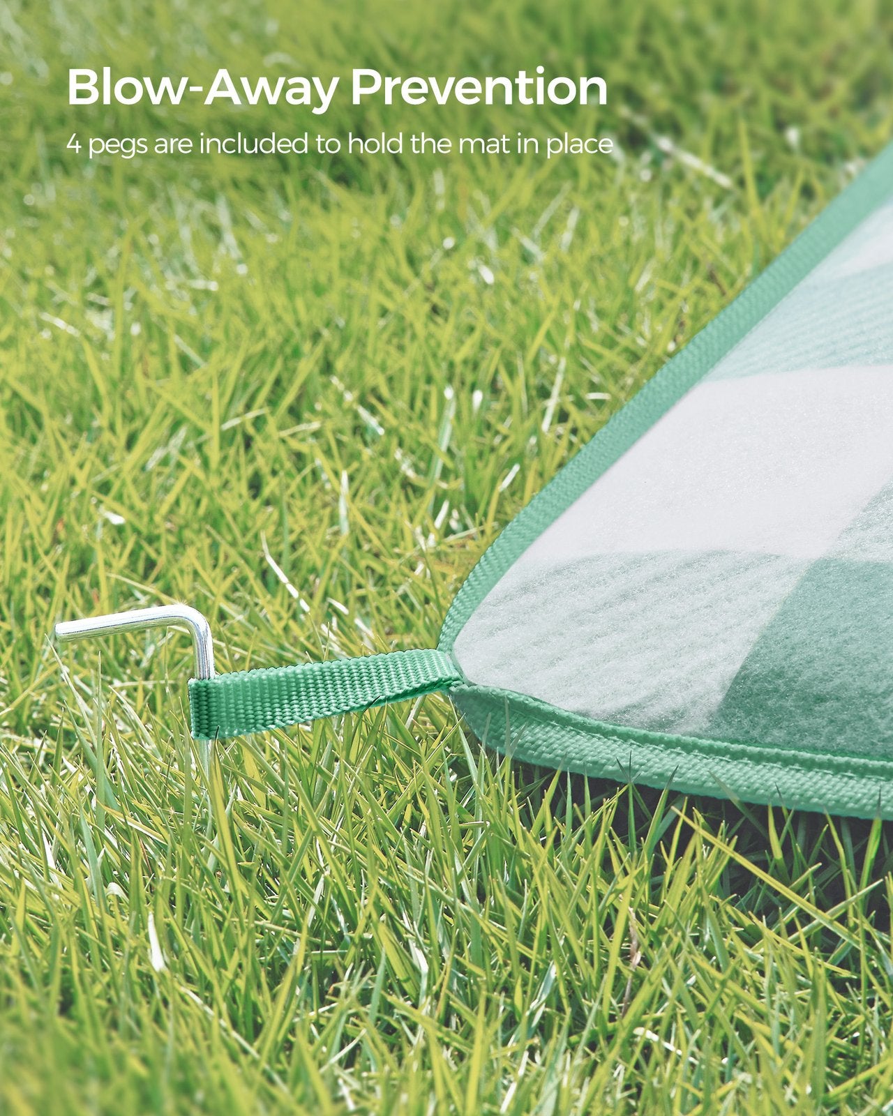 Picnic Blanket 200 x 200 cm Green and White - image 4